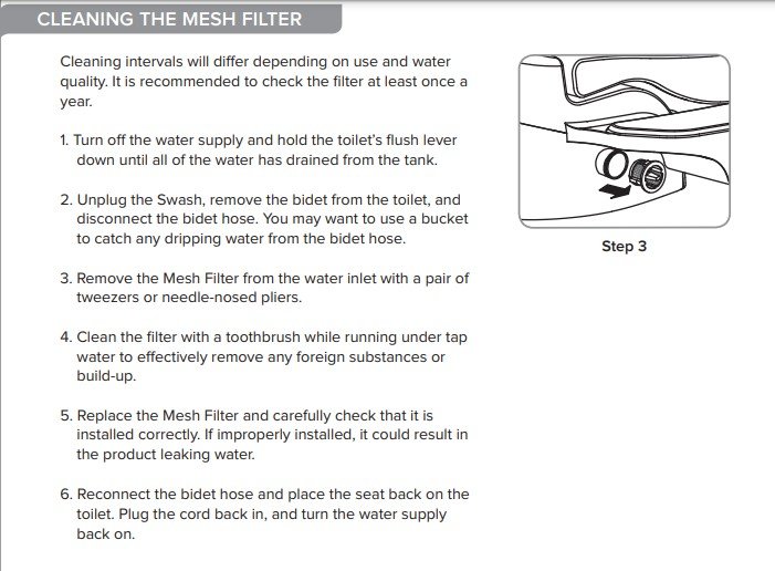 Unclog mesh filter