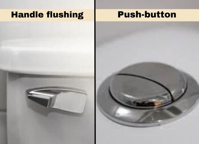 Push-button vs. handle flushing