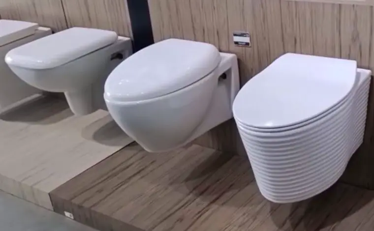 toilet mounted to wall